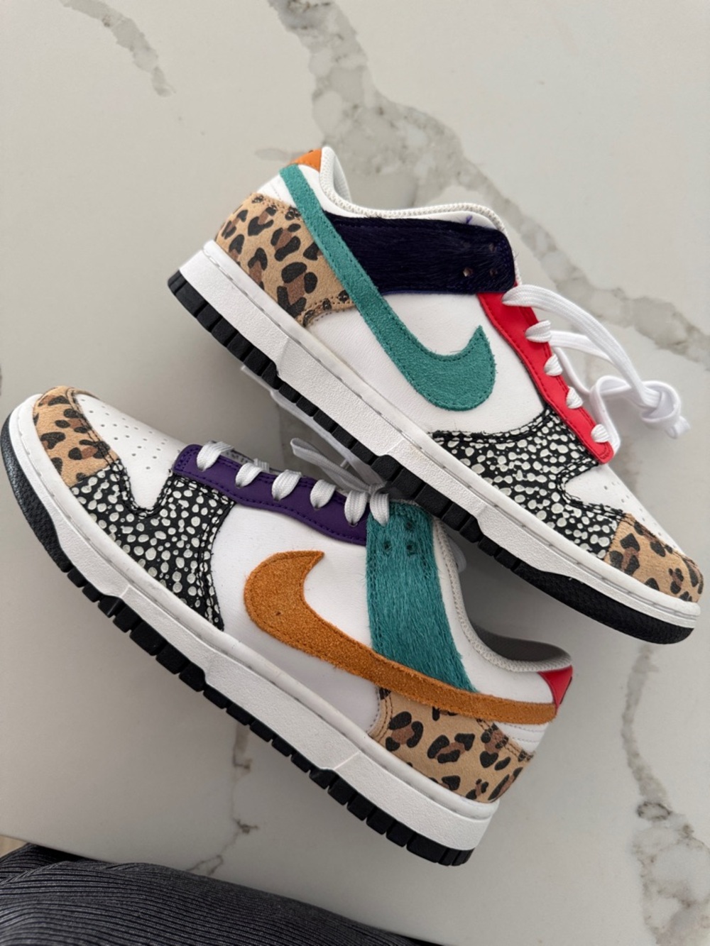 Nike White Multicolor Animal-Accent Dunk Low Sneakers - Picture 8 of 8